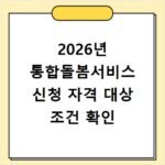 2026년 통합돌봄서비스 신청 자격 대상 조건 확인