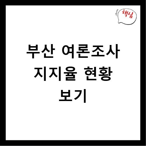 지방선거 부산 여론조사 최신 지지율 현황 보기