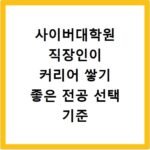 사이버대학원 직장인이 커리어 쌓기 좋은 전공 선택 기준
