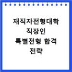 재직자전형대학 직장인 특별전형 합격 전략