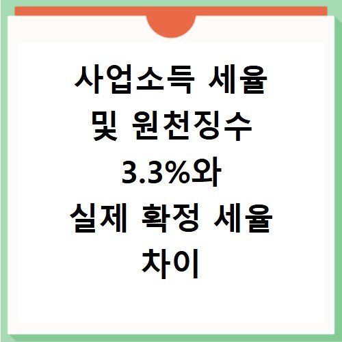 사업소득 세율 및 원천징수 3.3%와 실제 확정 세율 차이