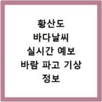 황산도 바다날씨 실시간 예보 바람 파고 기상 정보 사이트 확인