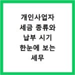 개인사업자 세금 종류와 납부 시기 한눈에 보는 세무 달력