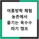 여름방학 체험 농촌에서 즐기는 옥수수 따기 캠프