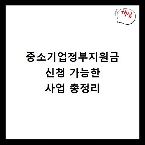 중소기업정부지원금 신청 가능한 사업 총정리